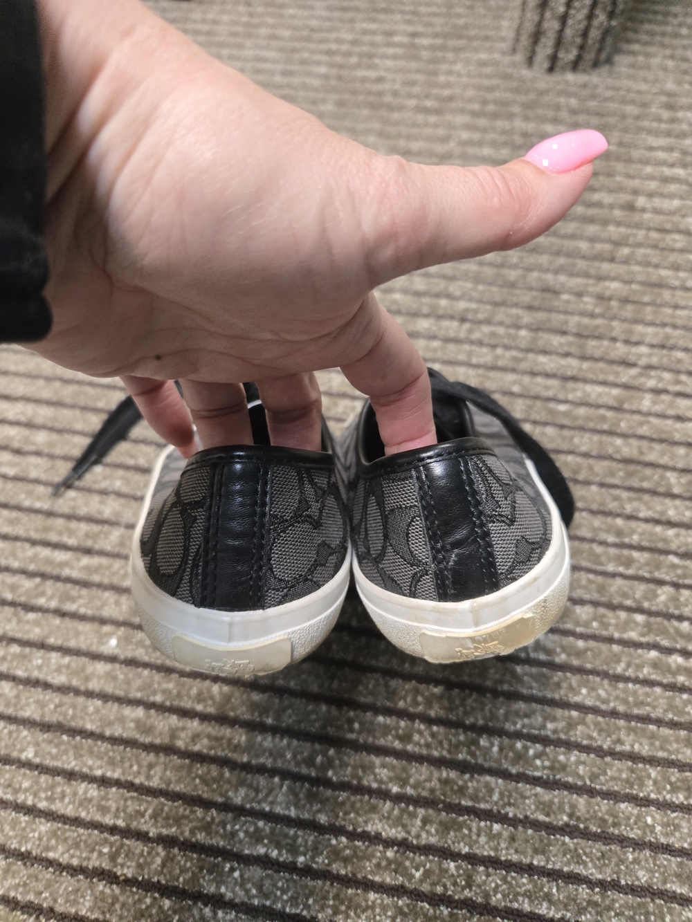 COACH Signature Gray and Black Lace-Up Sneakers - Picture 3 of 6
